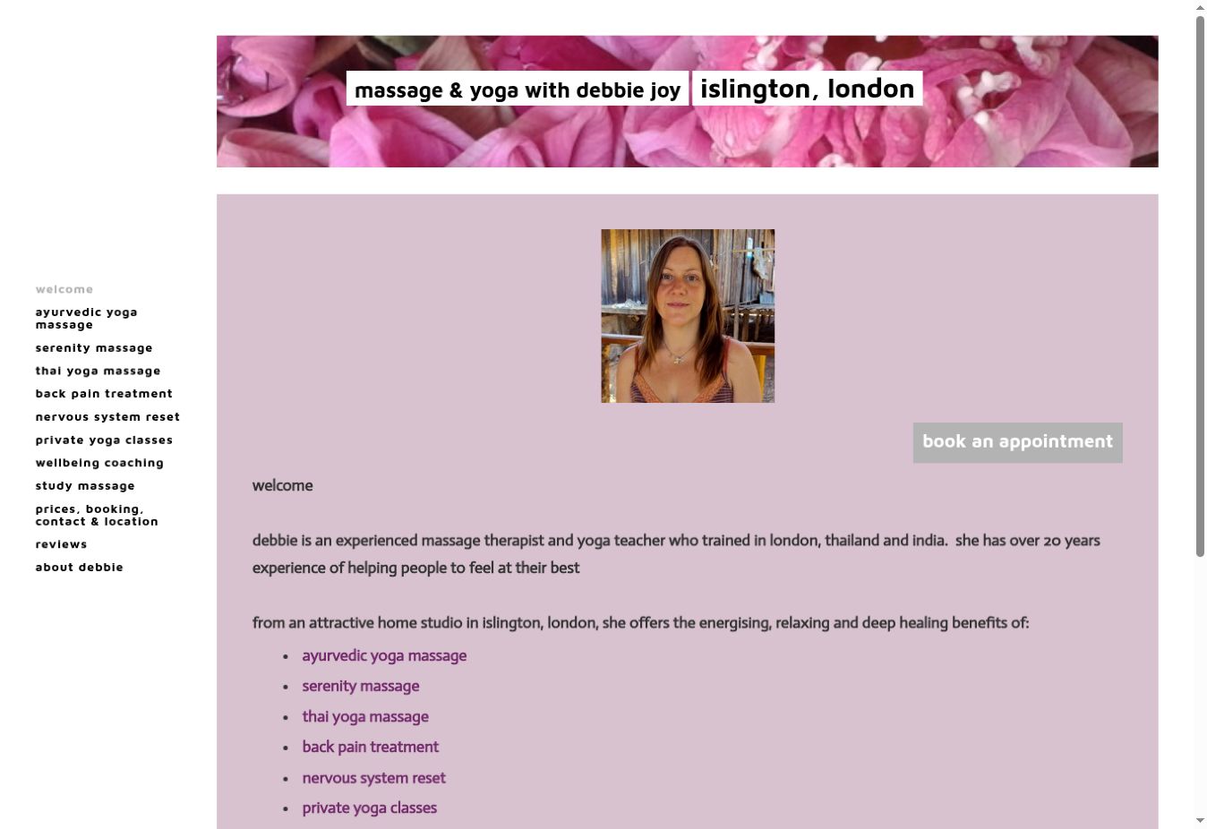 Debbie Joy's previous website homepage