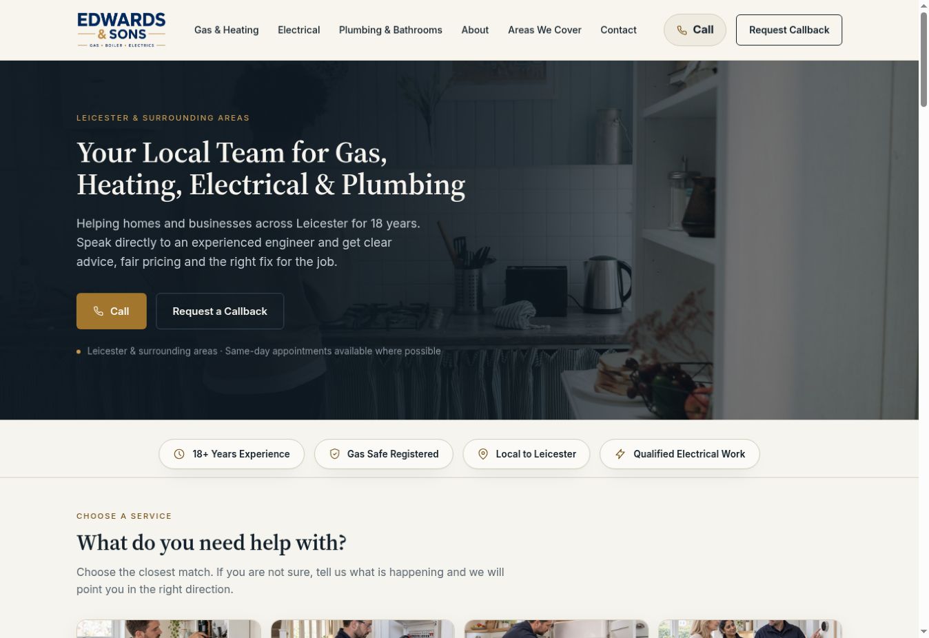 Edwards and Sons website shown as part of the brand system