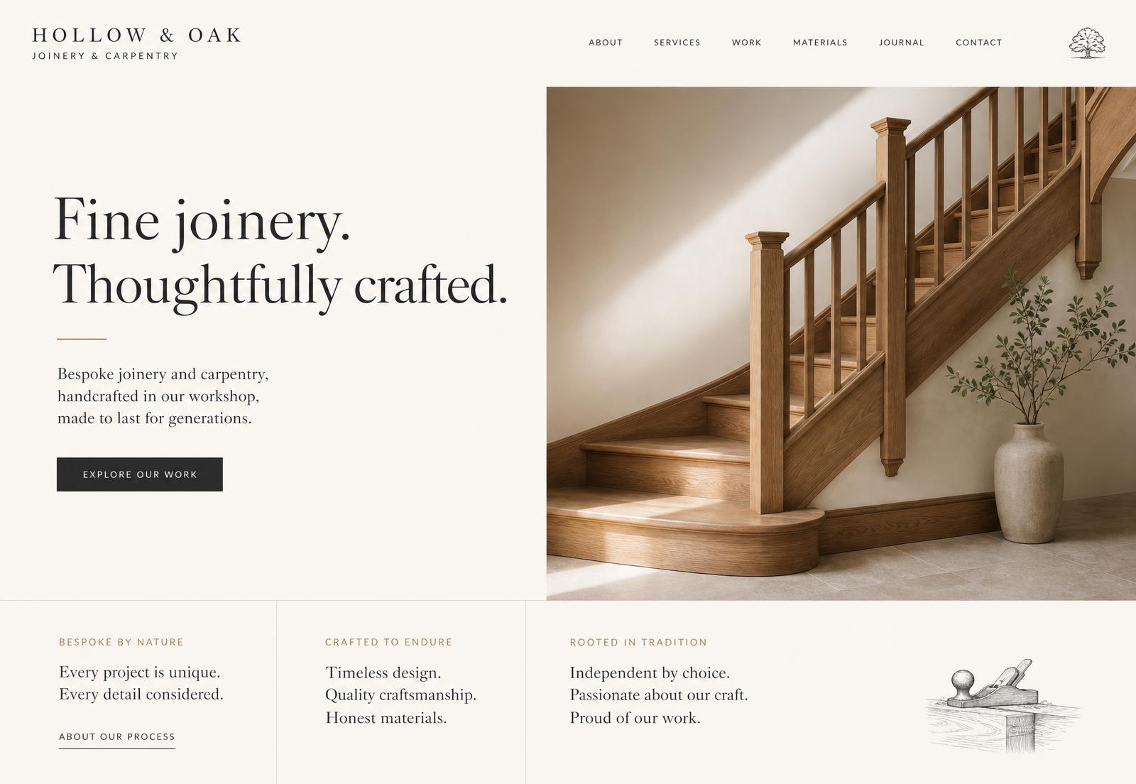 Hollow & Oak website concept